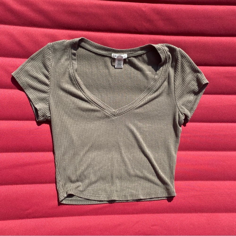 BOZZOLO green ribbed crop top size:M